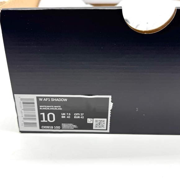 Nike Air Force 1 Womens AF1 Shadow Triple White Shoes Sz 10 New CI0919-100 - Picture 10 of 11